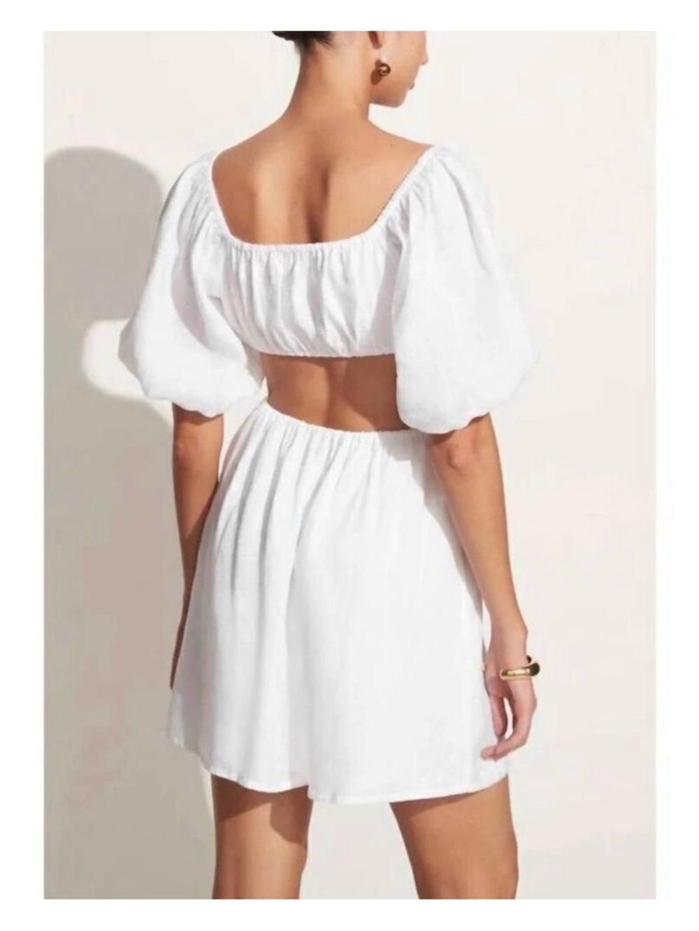 Faithfull The Brand Almero Mini Dress - Plain White Size 4 Linen NWT - Picture 2 of 6